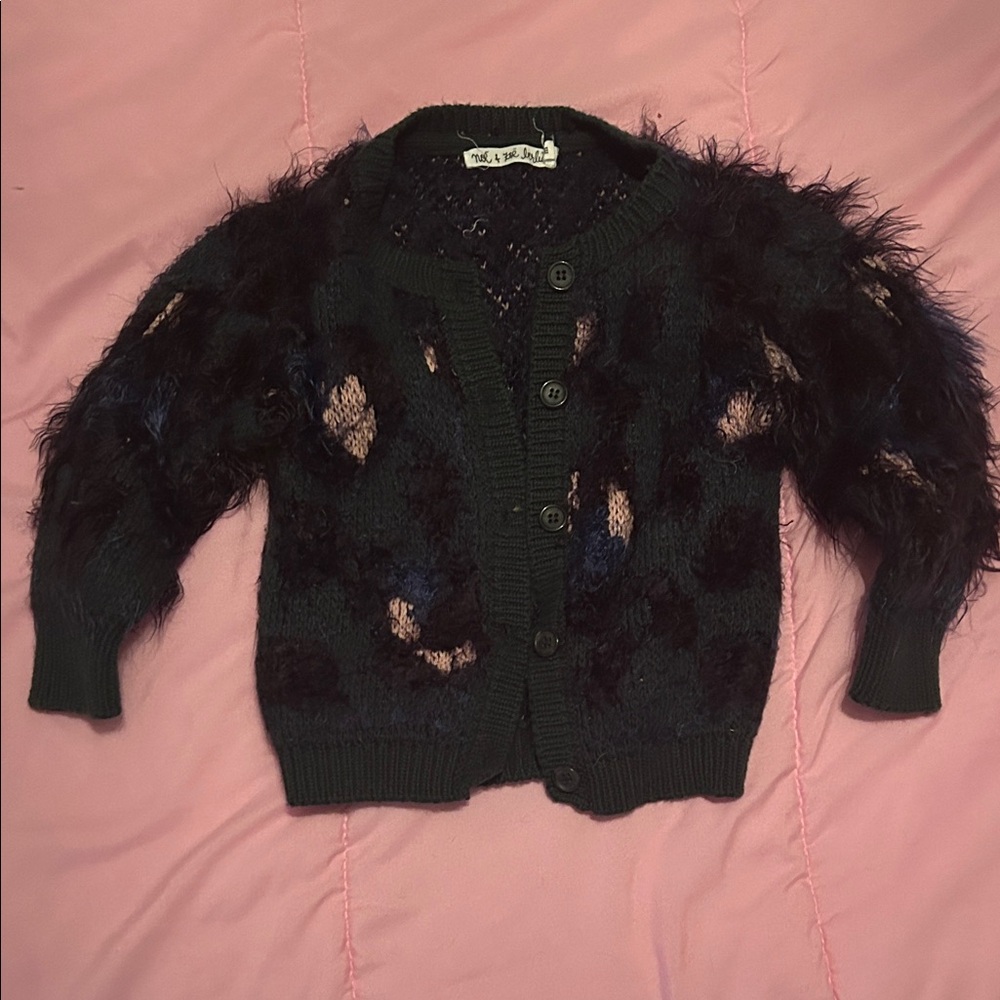 Kids Fuzzy Black Cardigan